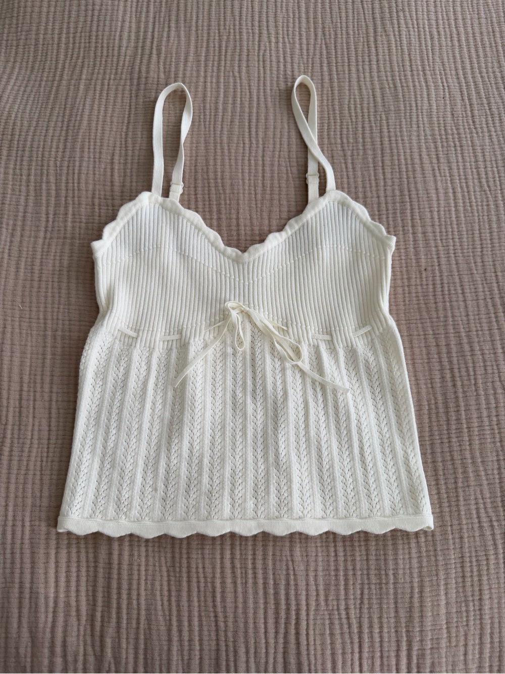 Aritzia Wilfred Ivory Eyelet Knit Cami small